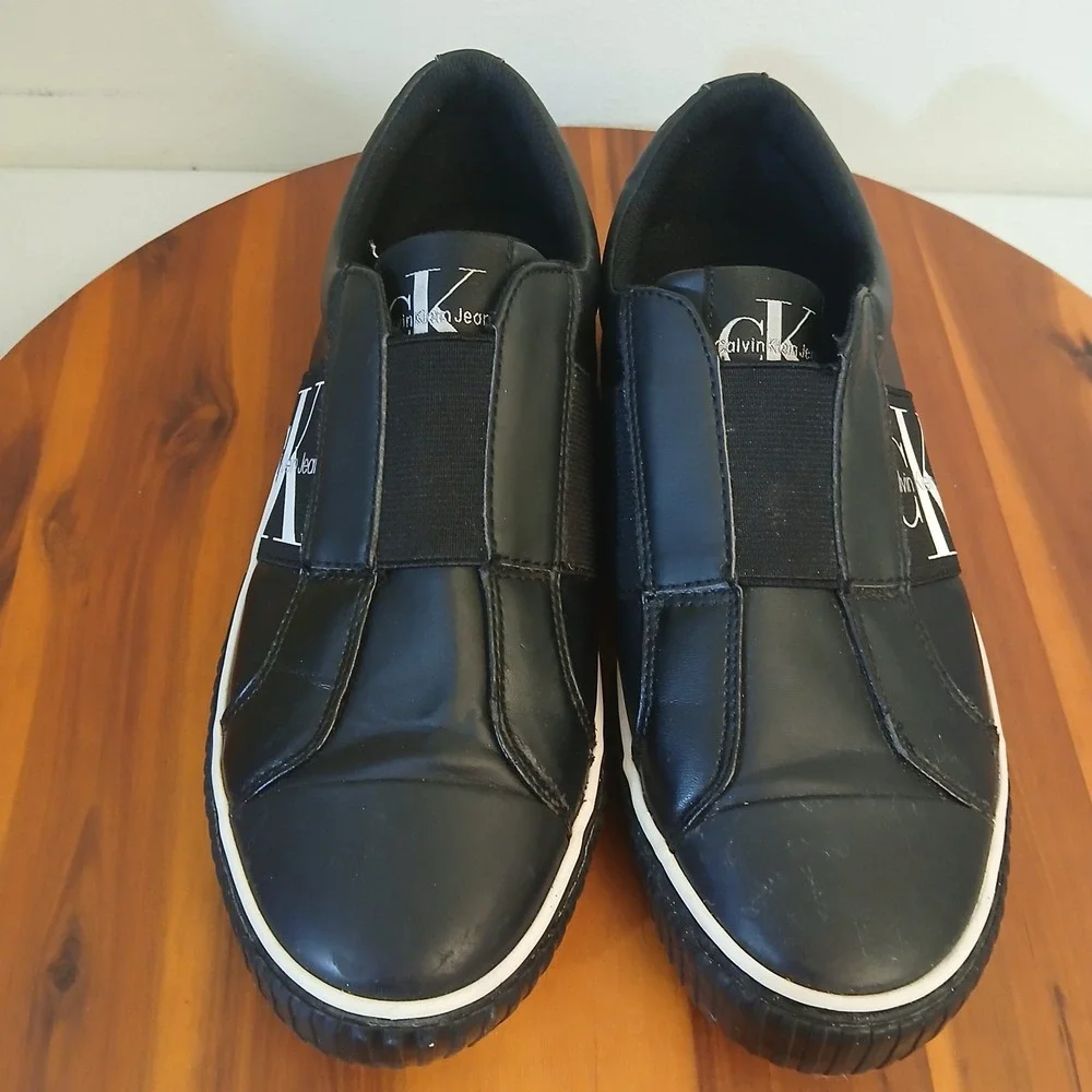Calvin Klein Slip On‎ Sneakers Mens 7.5 Black Slip On Shoes Casual CMRUAN